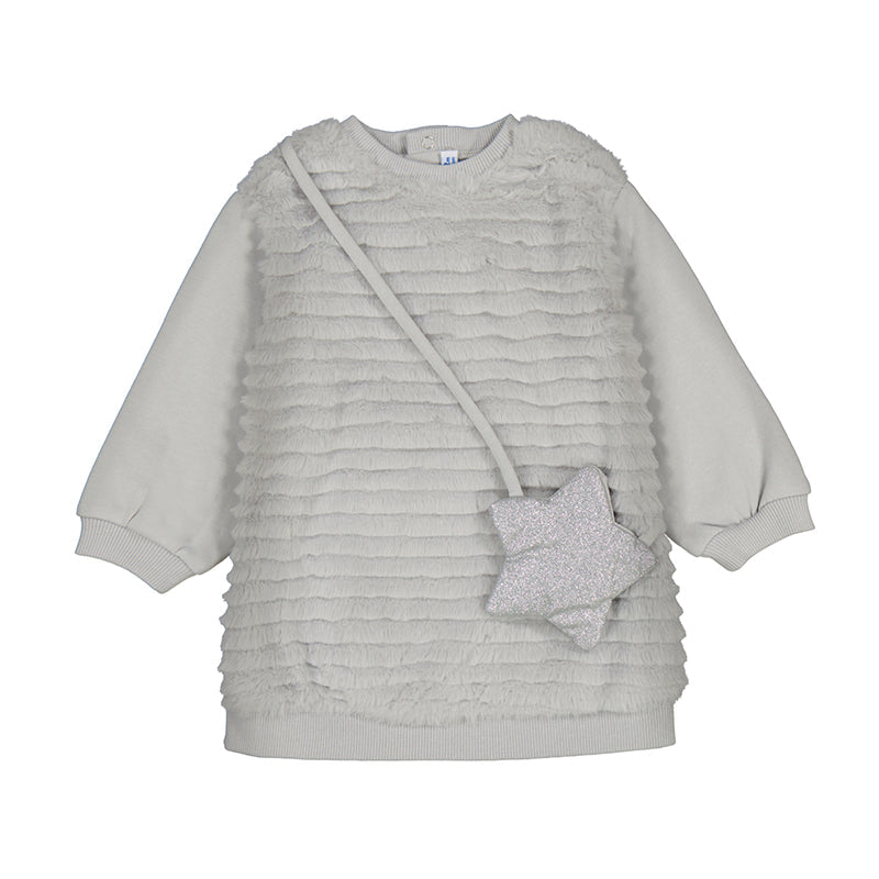 Silver Long Sleeve Dress with Star Bag by Mayoral