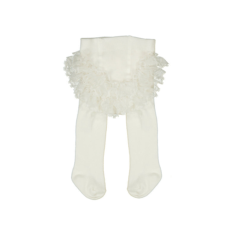Cream Ruffle Back Tights by Mayoral