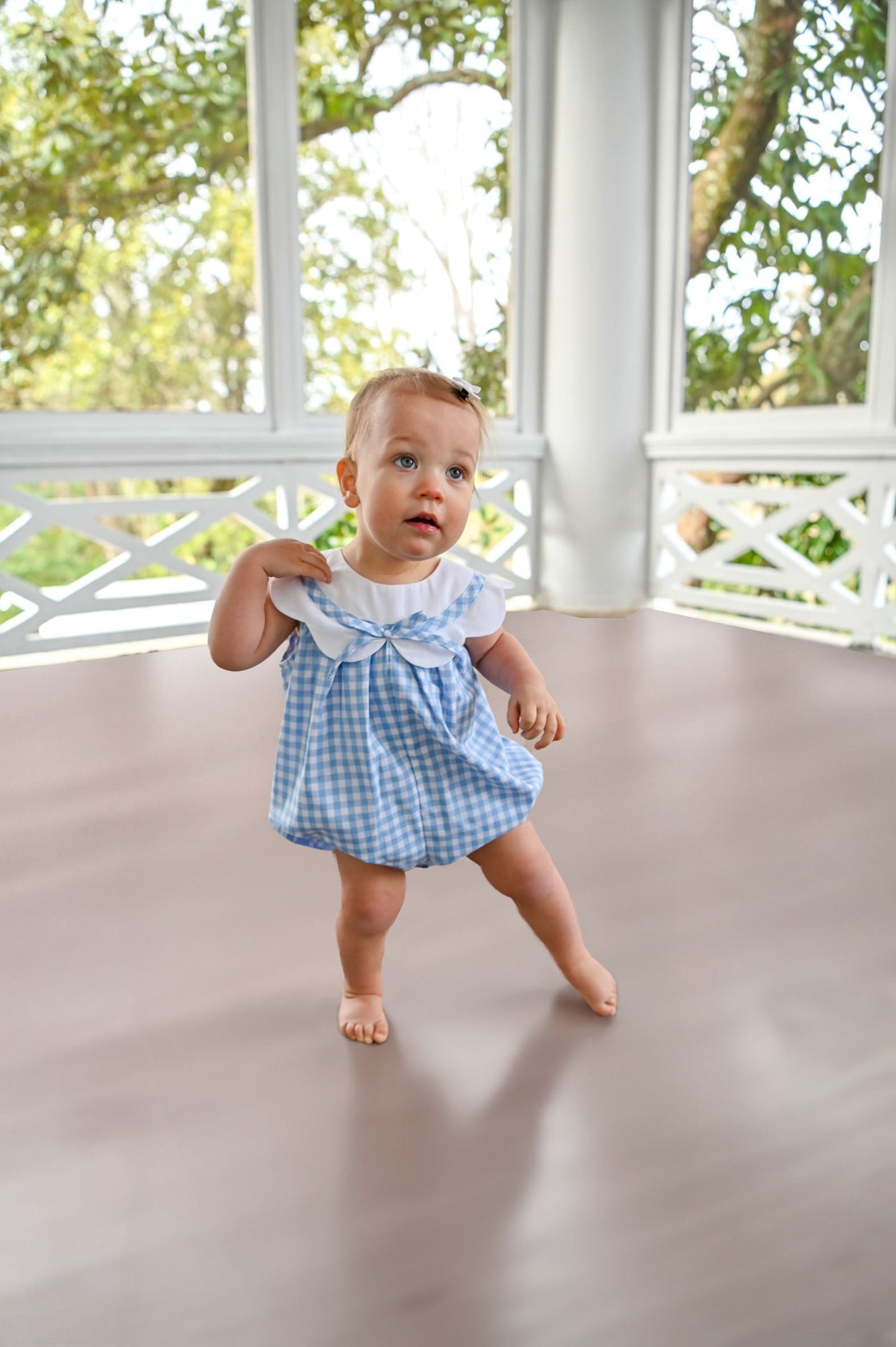 Charlotte Scalloped Bubble, Ballantyne Blue Gingham by Mint Magnolia