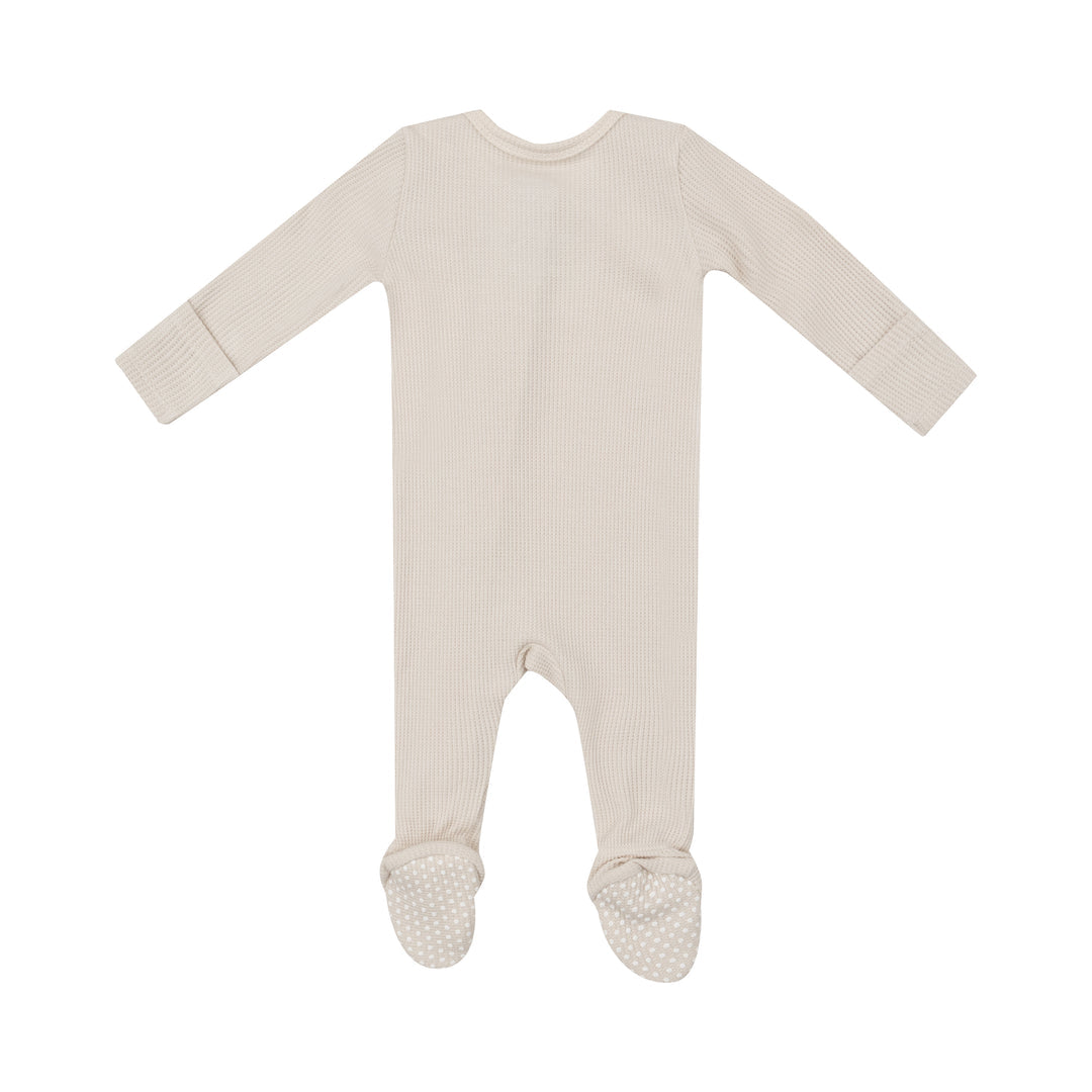 Oatmeal Waffle 2 Way Zipper Footie by Angel Dear