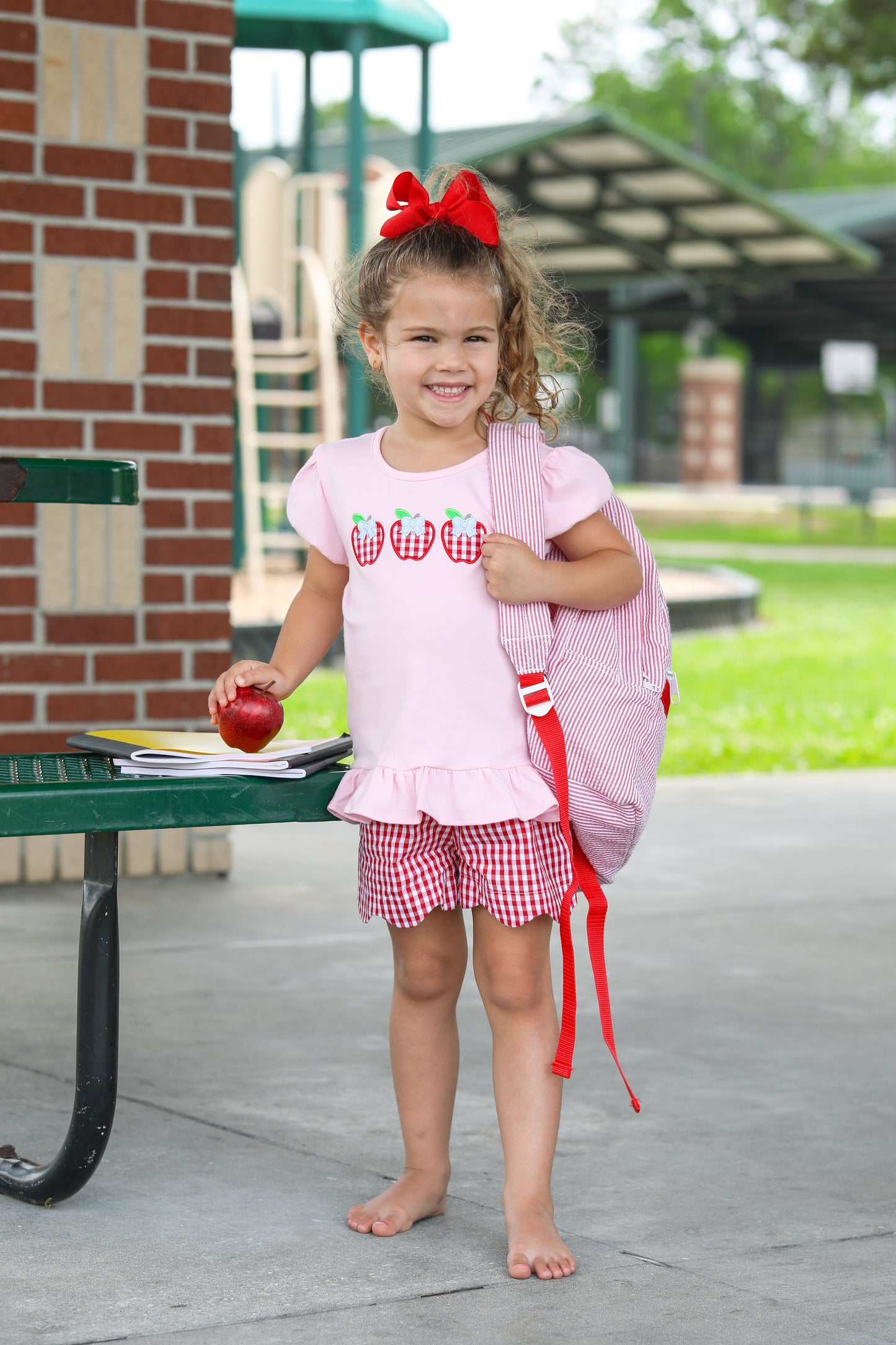 Apple Trio Ruffle Short Set by Trotter Street Kids