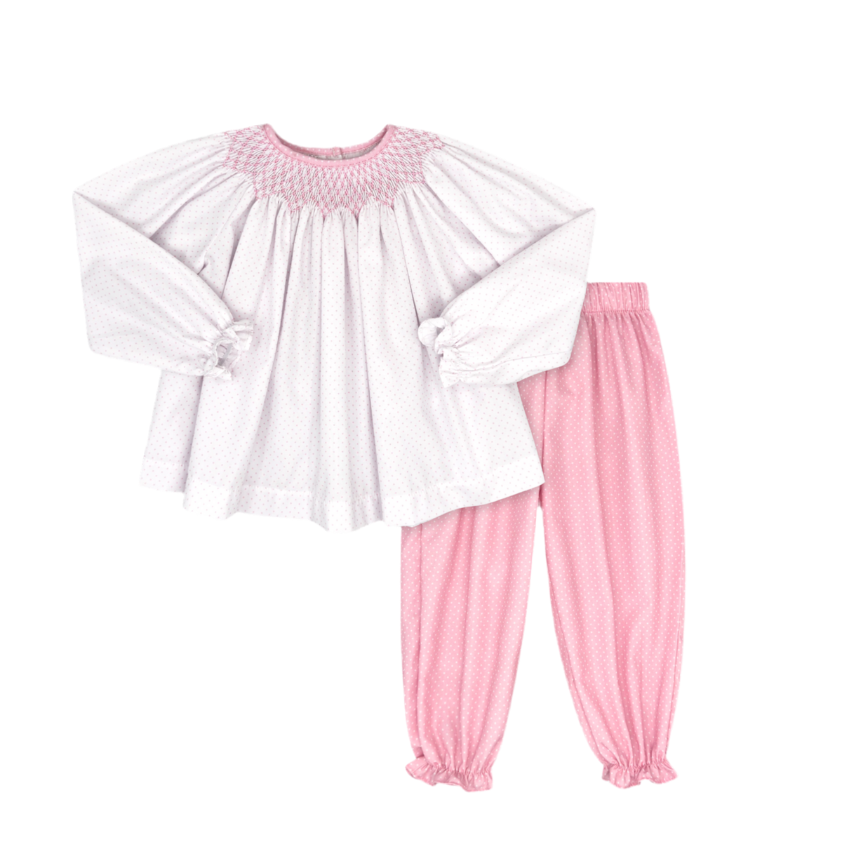 Betsy Gathered Pant Set-Precious Pink Bitty Dot by Lullaby Set