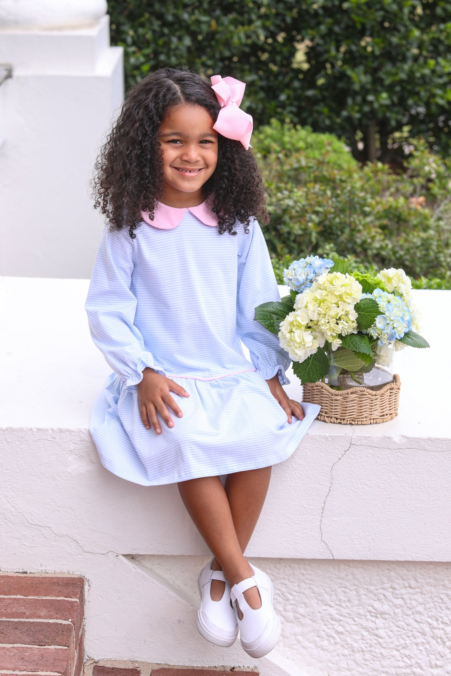 Light Blue Stripe Katherine Dress by Trotter Street Kids