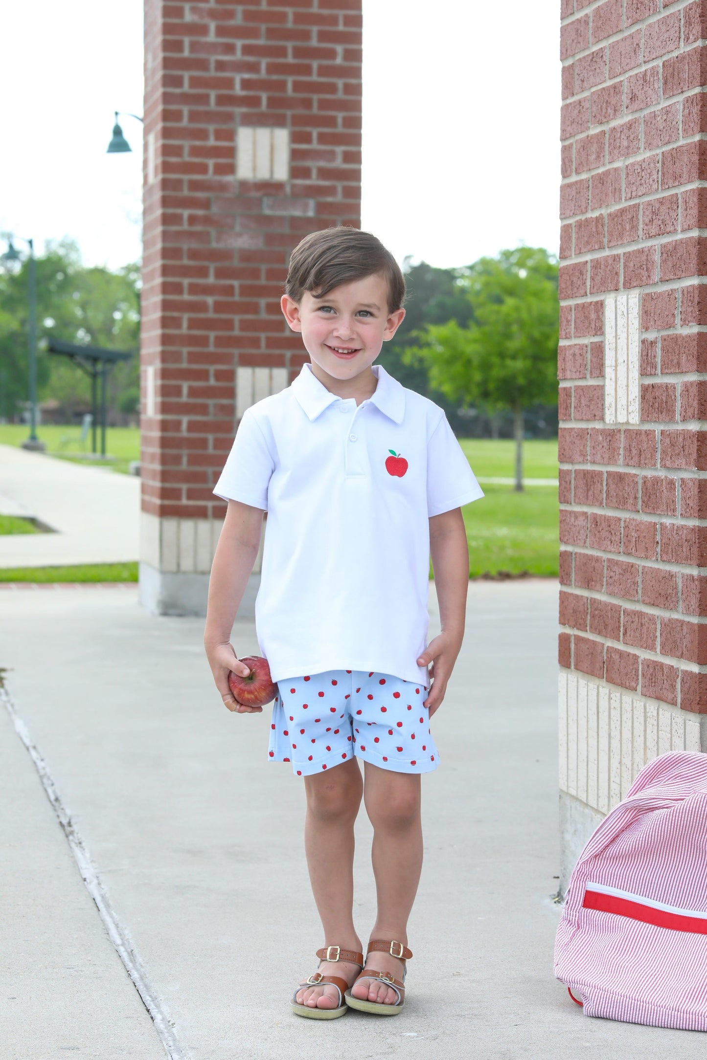 Apple Print Polo Short Set for Boys by Trotter Street Kids
