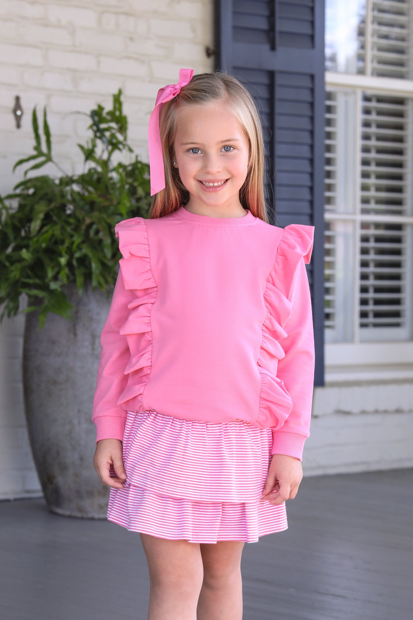 Laura Ruffle Pullover -Pink by Trotter Street Kids