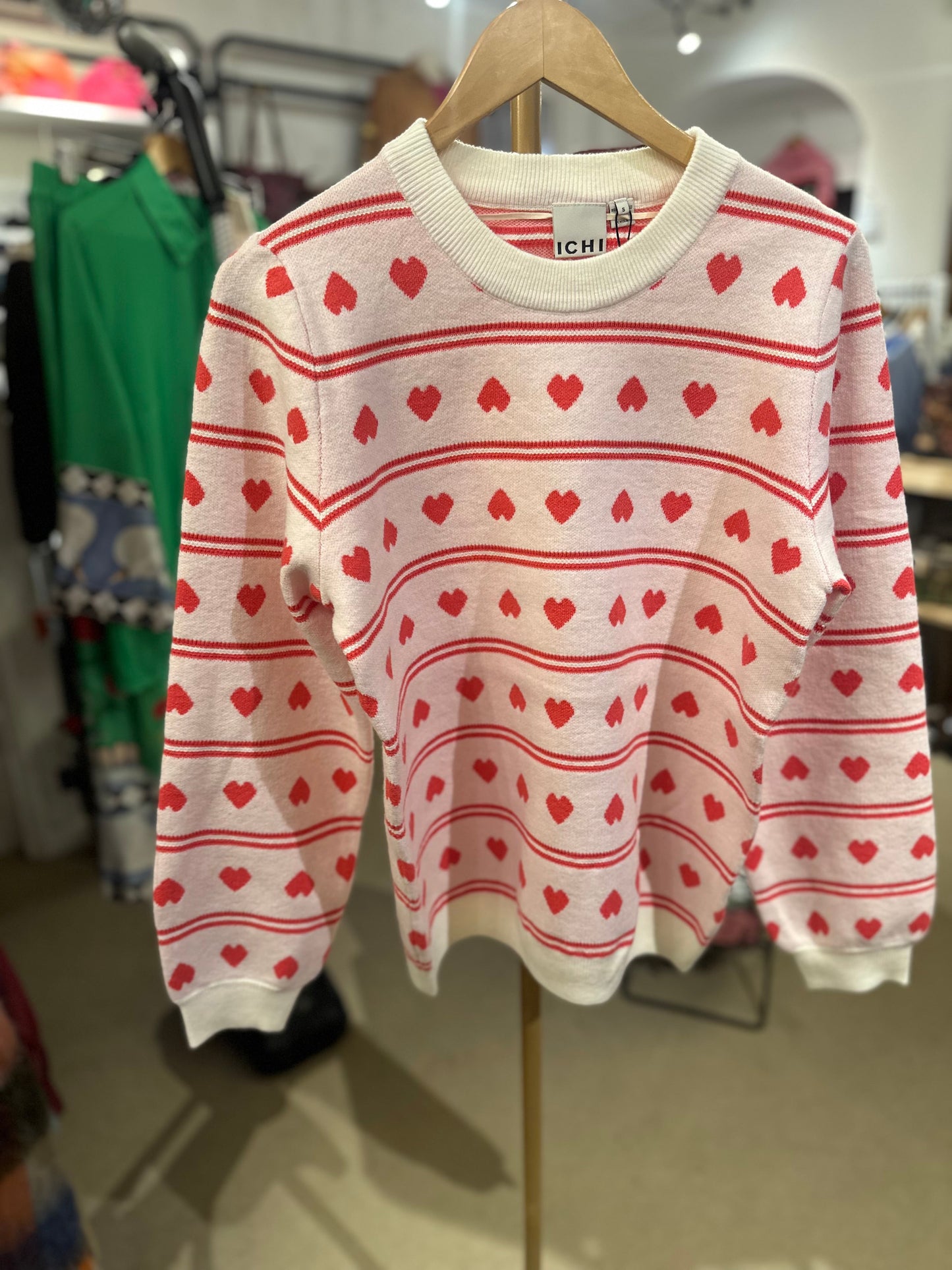 Ihbrielle Jumper - Birch with Teaberry Hearts