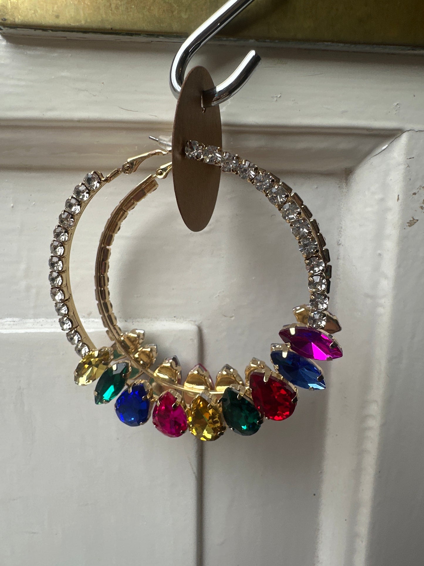Multi Sparkle Hoop Drop Earrings