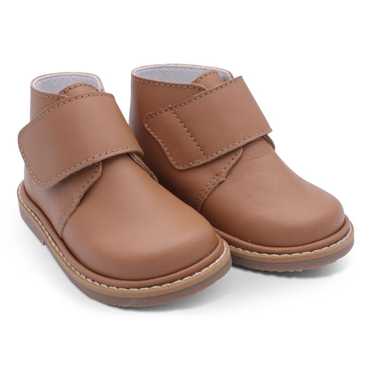 'Andre' Boys Tan Leather Velcro Boots