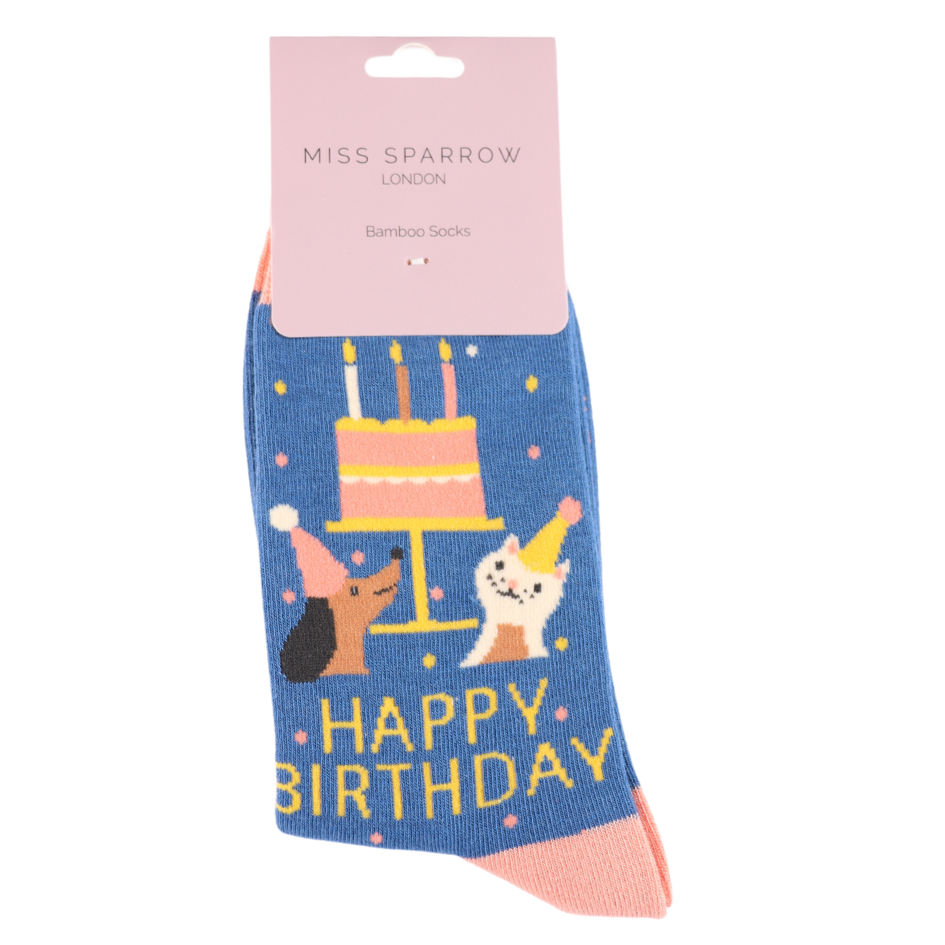 Birthday Pets Socks Denim