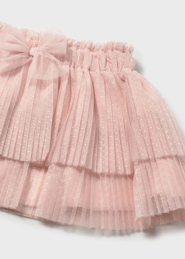 Pink Pleated Tulle Skirt by Mayoral