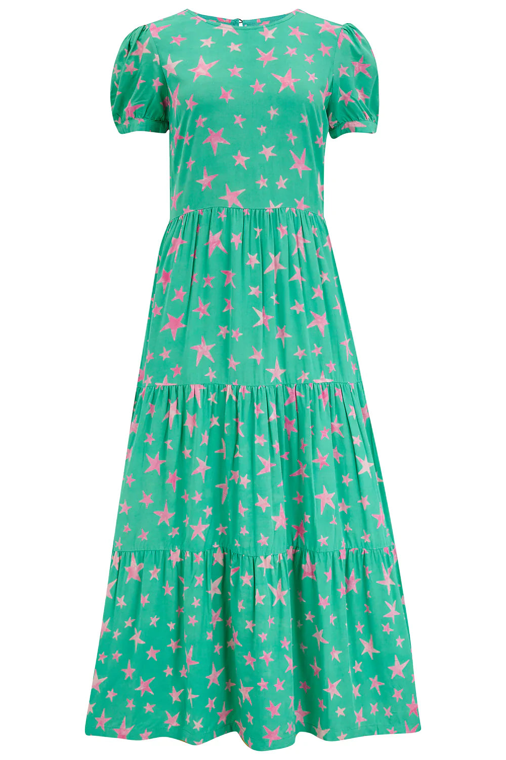Portia Batik Maxi Tiered Dress - Green, Supernova Stars