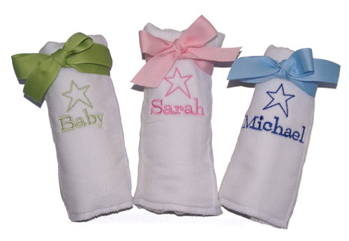 Personalized Star Diaper Burp Cloths with Name