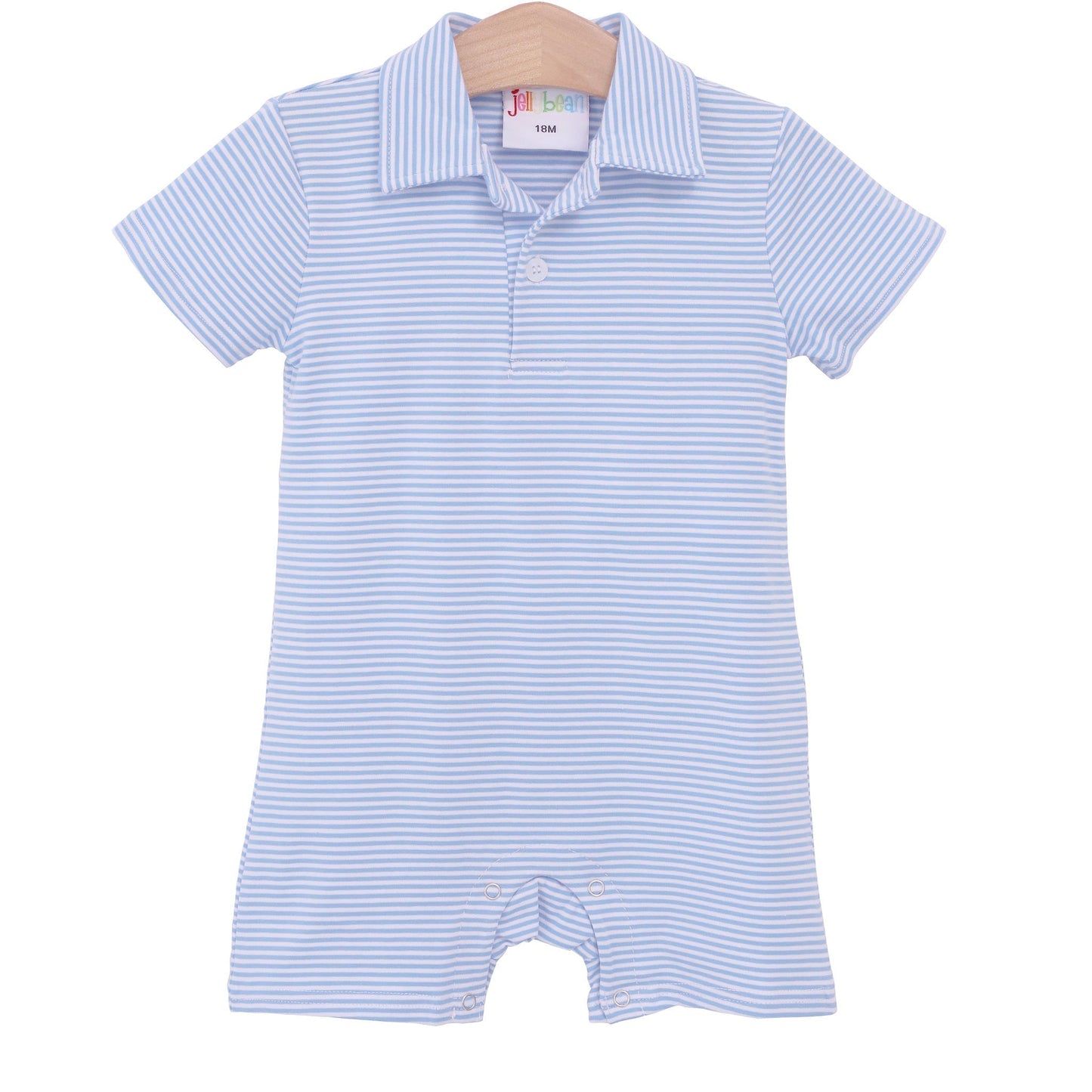 Michael Polo Romper - Cornflower Blue Stripe