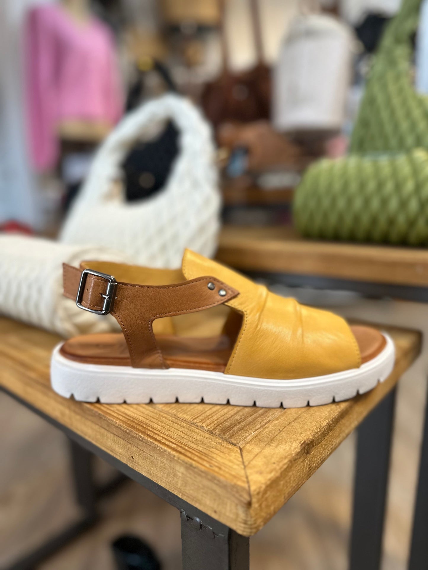 Indy Leather Sandals - Mustard