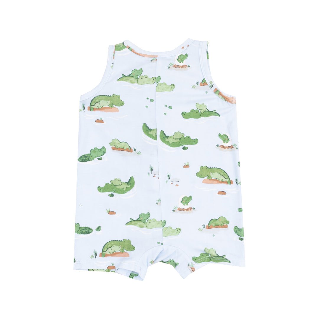 Alligator - Blue Sleeveless Shortie Romper by Angel Dear