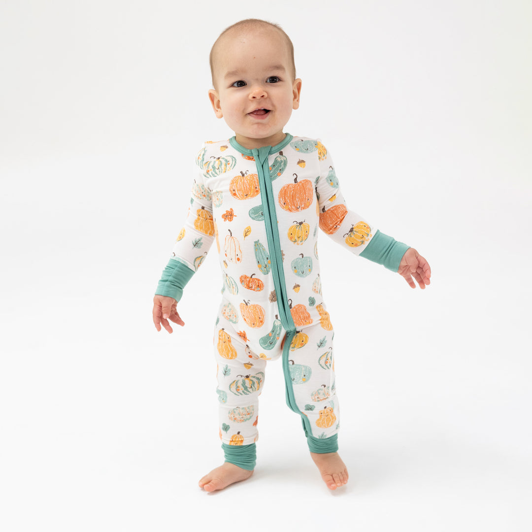 Crayon Pumpkins 2 Way Zipper Romper by Angel Dear