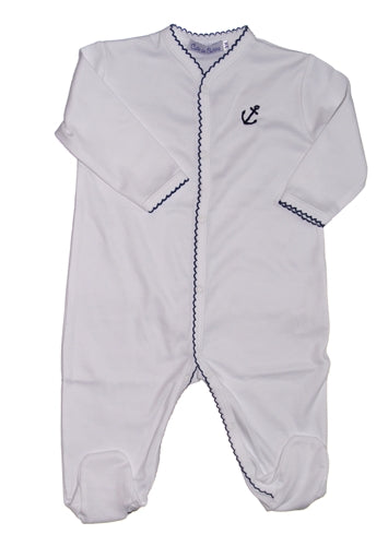 Footie with Navy Trim and Anchor