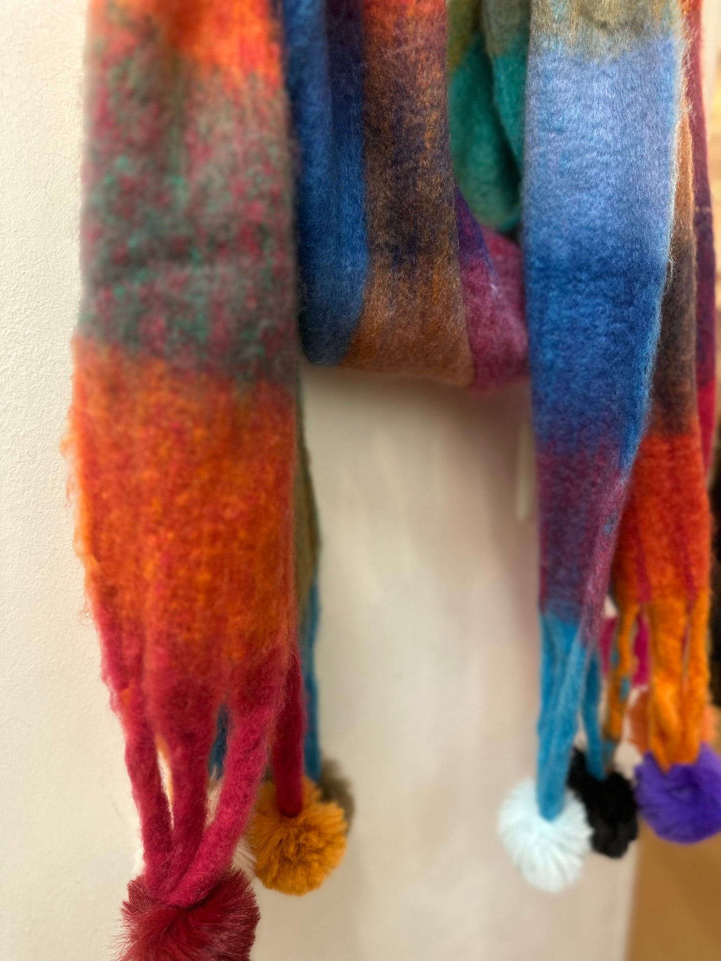Multi Pom Pom Scarf