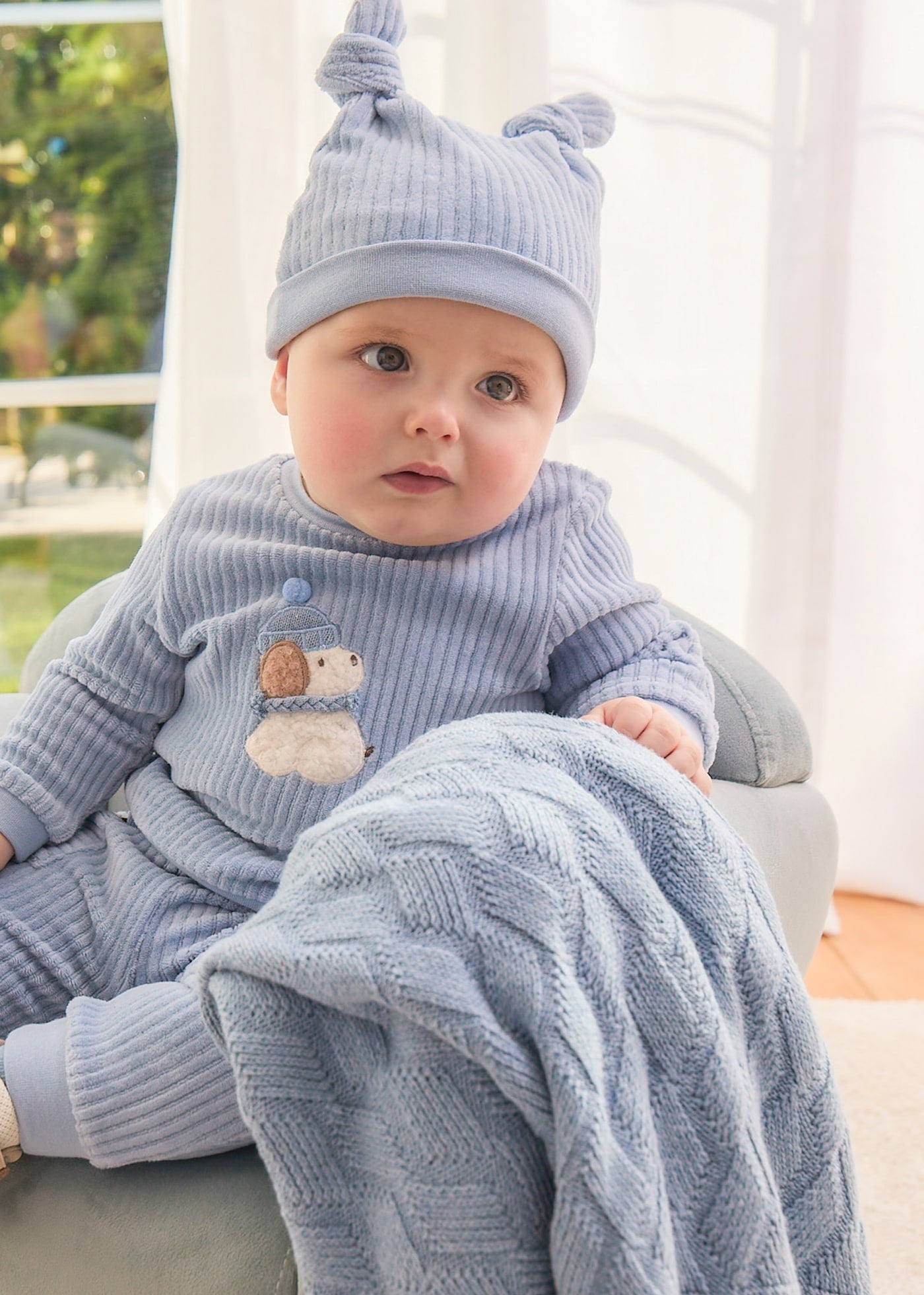 Blue Knit Cotton Blanket by Mayoral