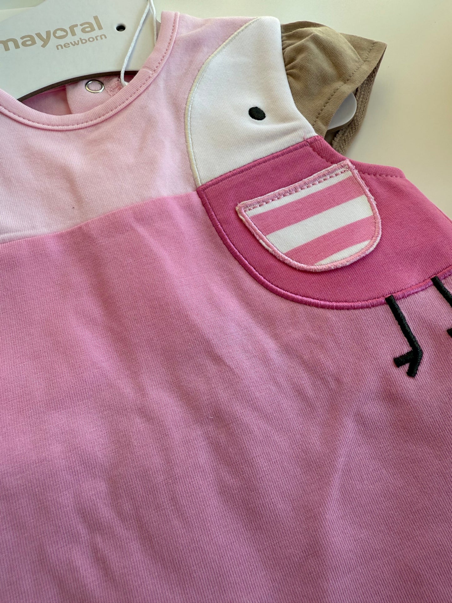 Pink Bird Top/Denim Short Set by Mayoral