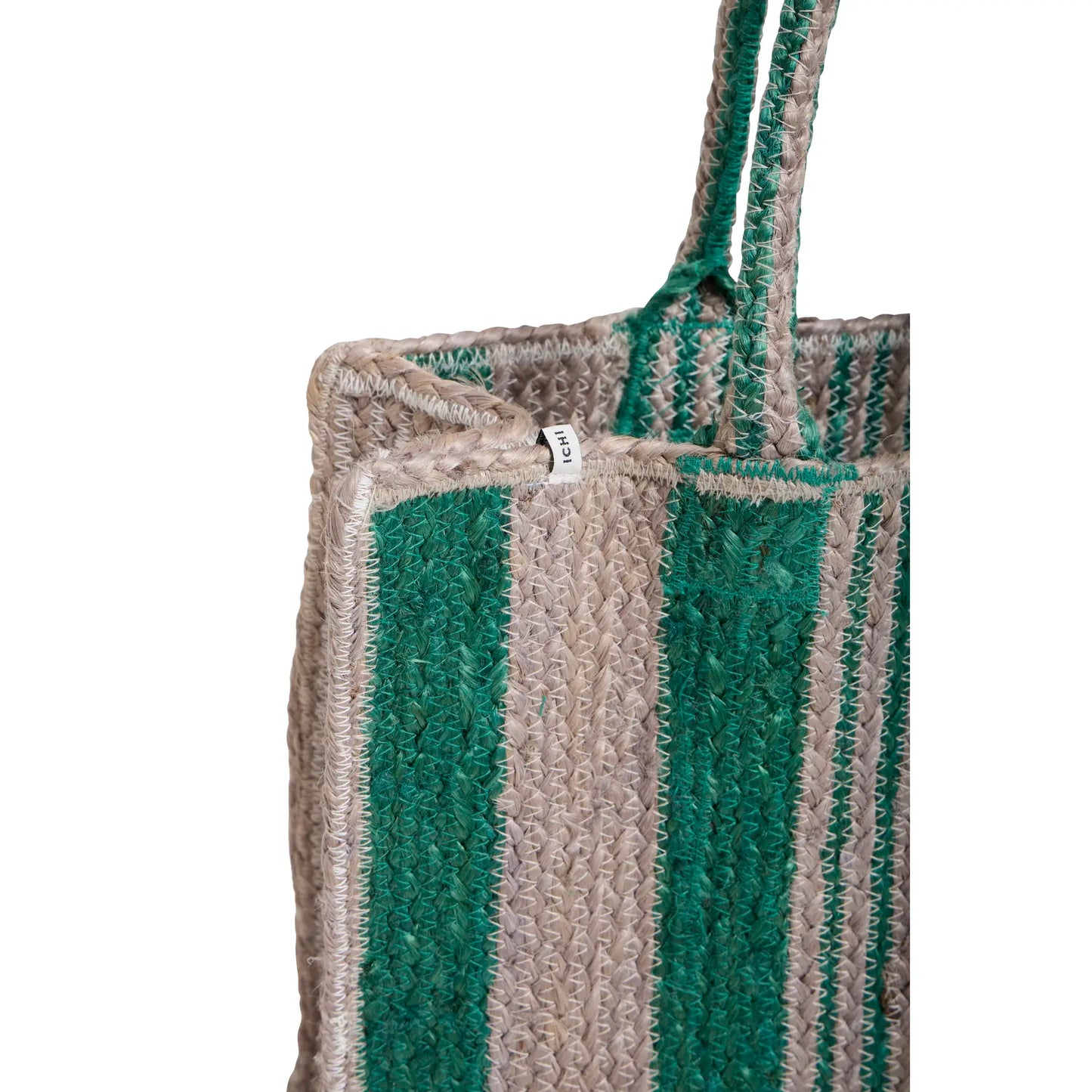 Iakimmie Shopper Bag - Green Tan Stripe