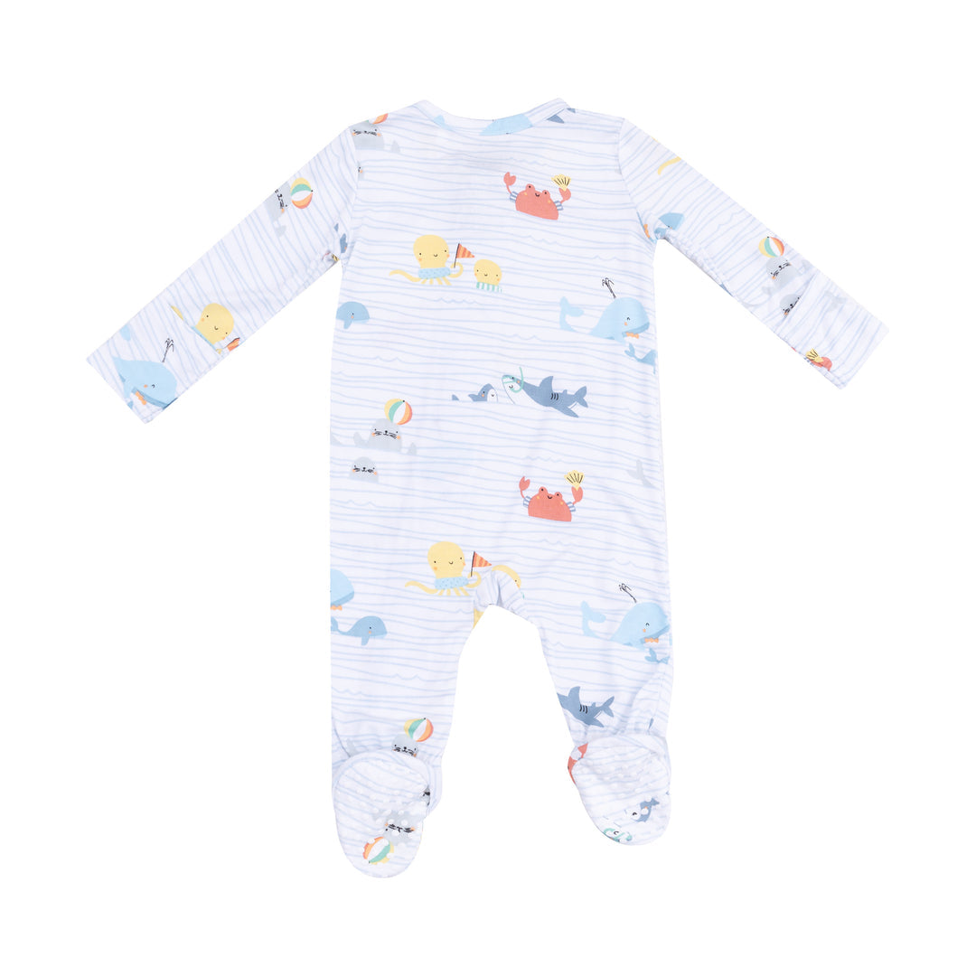 Sea Stripes 2 Way Zipper Footie by Angel Dear