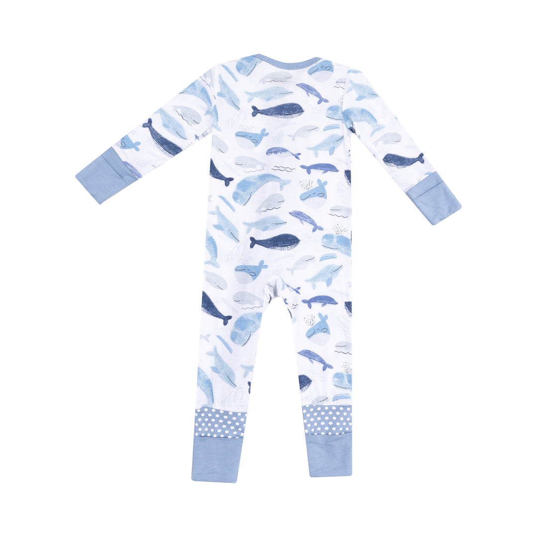 Blue Whales 2 Way Zipper Romper by Angel Dear