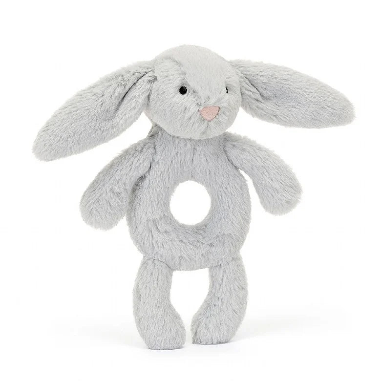 Bashful Grey Bunny Ring Rattle by Jellycat