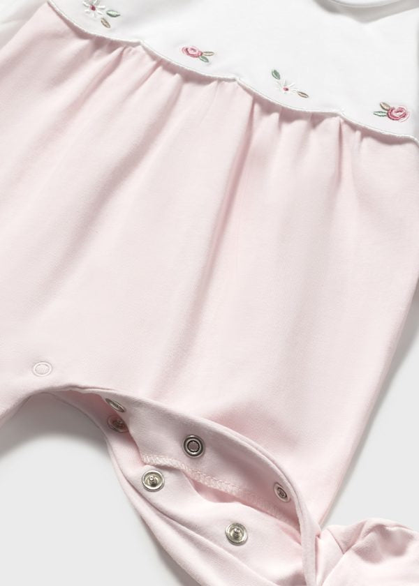 Pink and White Rosette Footie by Mayoral