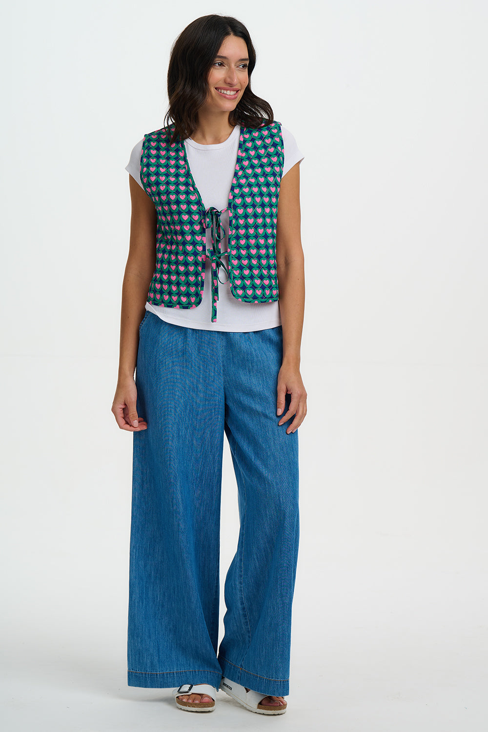 Vander Reversible Quilted Waistcoat - Navy, Heart Tile