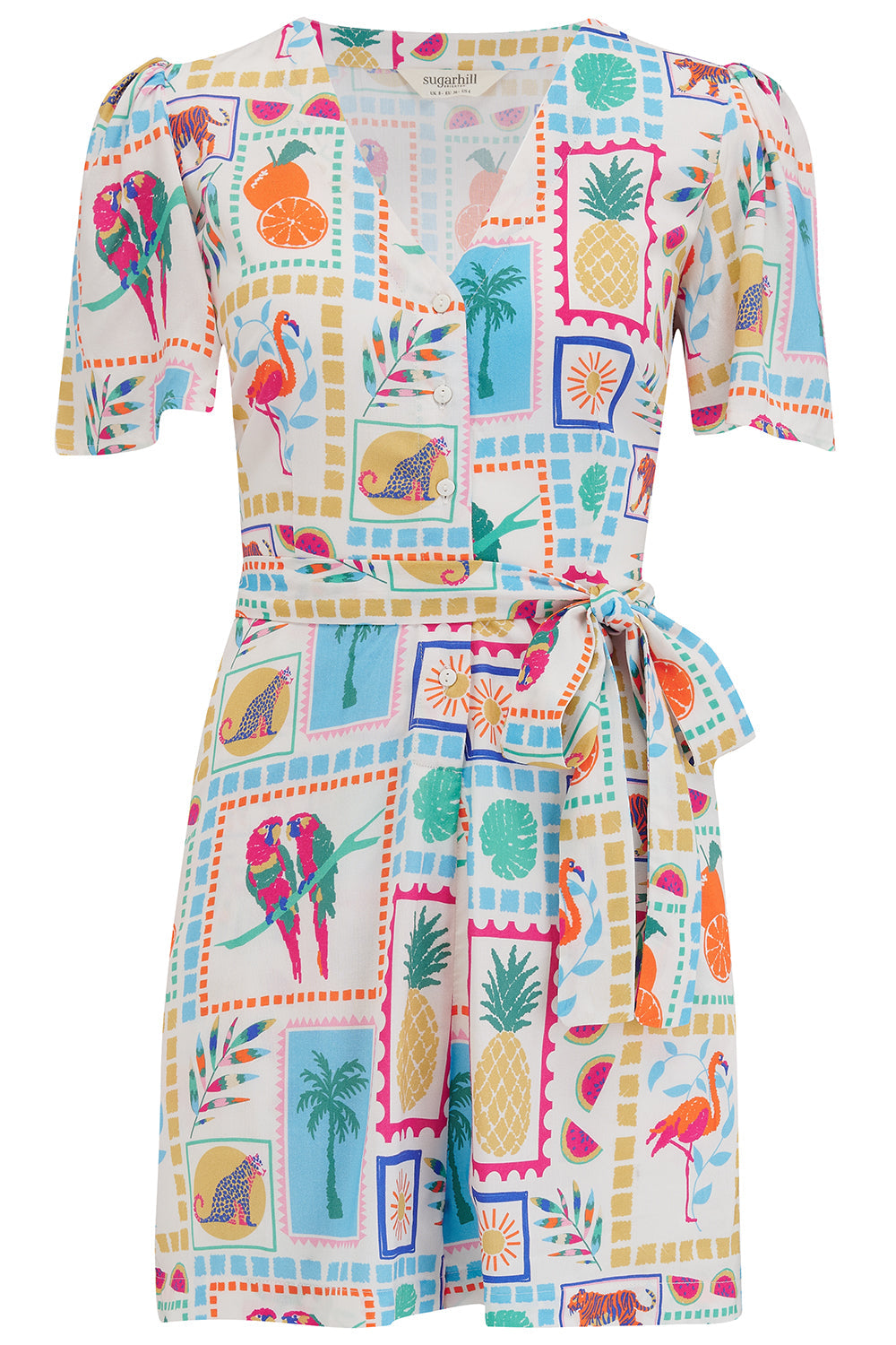 Gweneth Playsuit - Off-White, Jungle Tile
