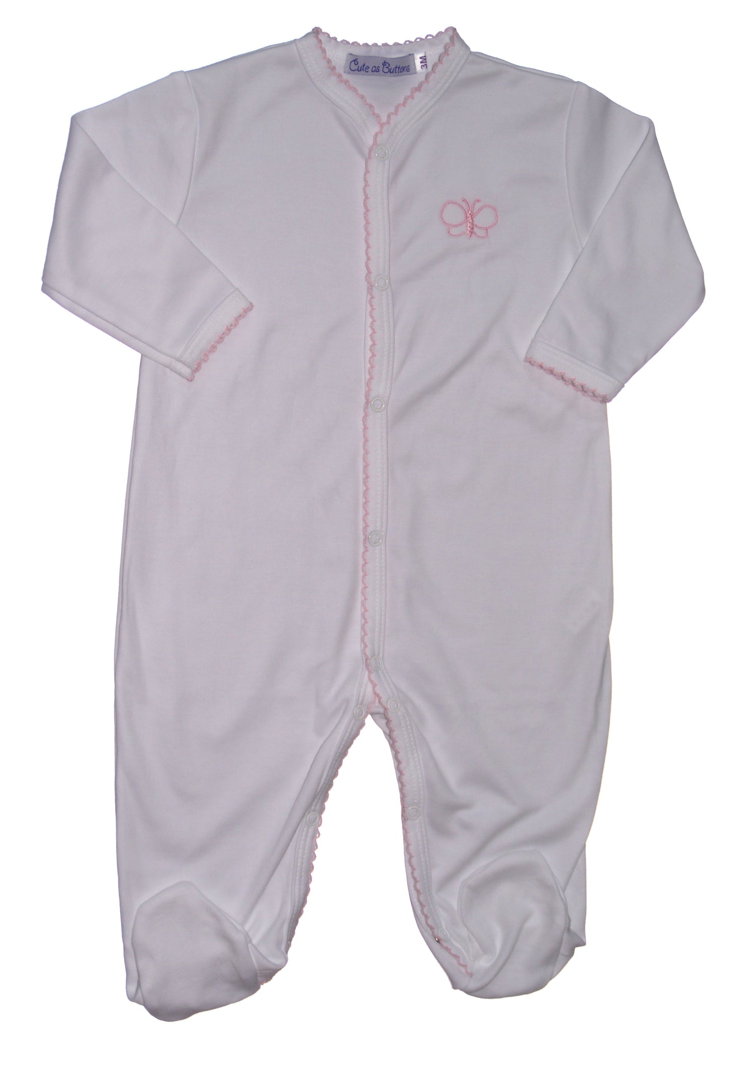Footie with Pink Trim and Butterfly