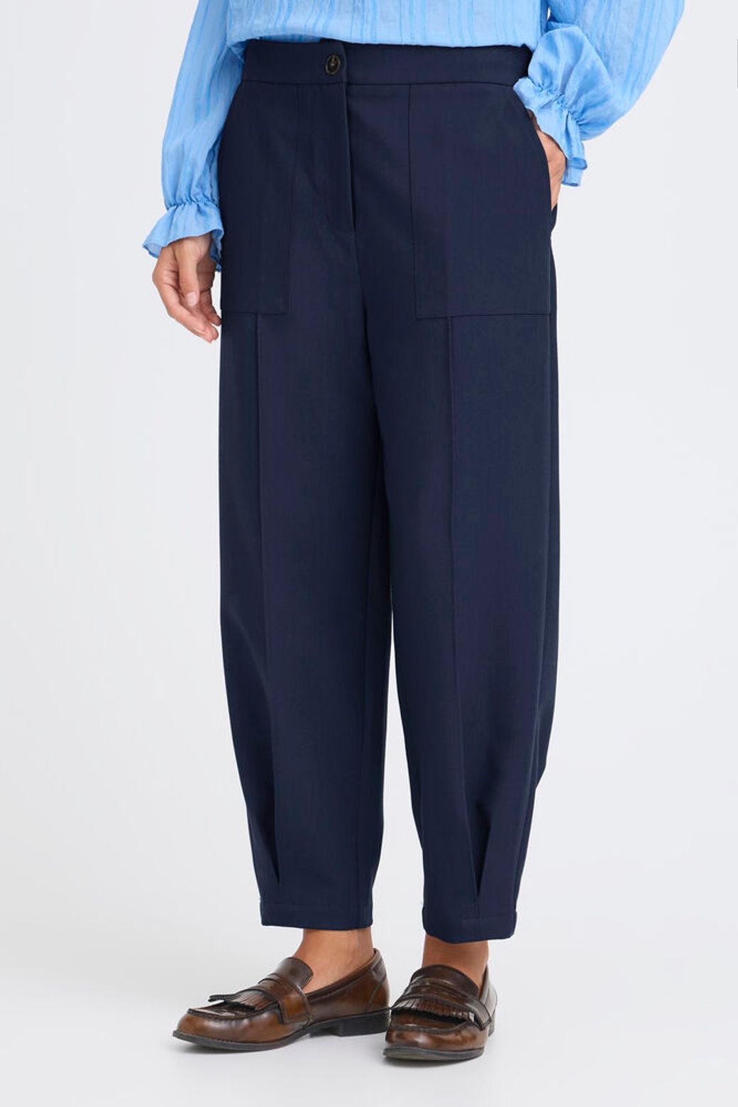 Frabigail Pants - Navy Barrel Leg
