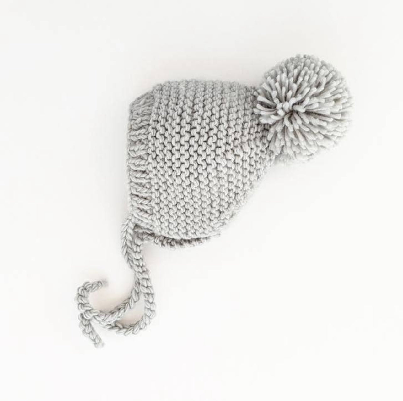 Ice Grey Garter Stitch Knit Bonnet