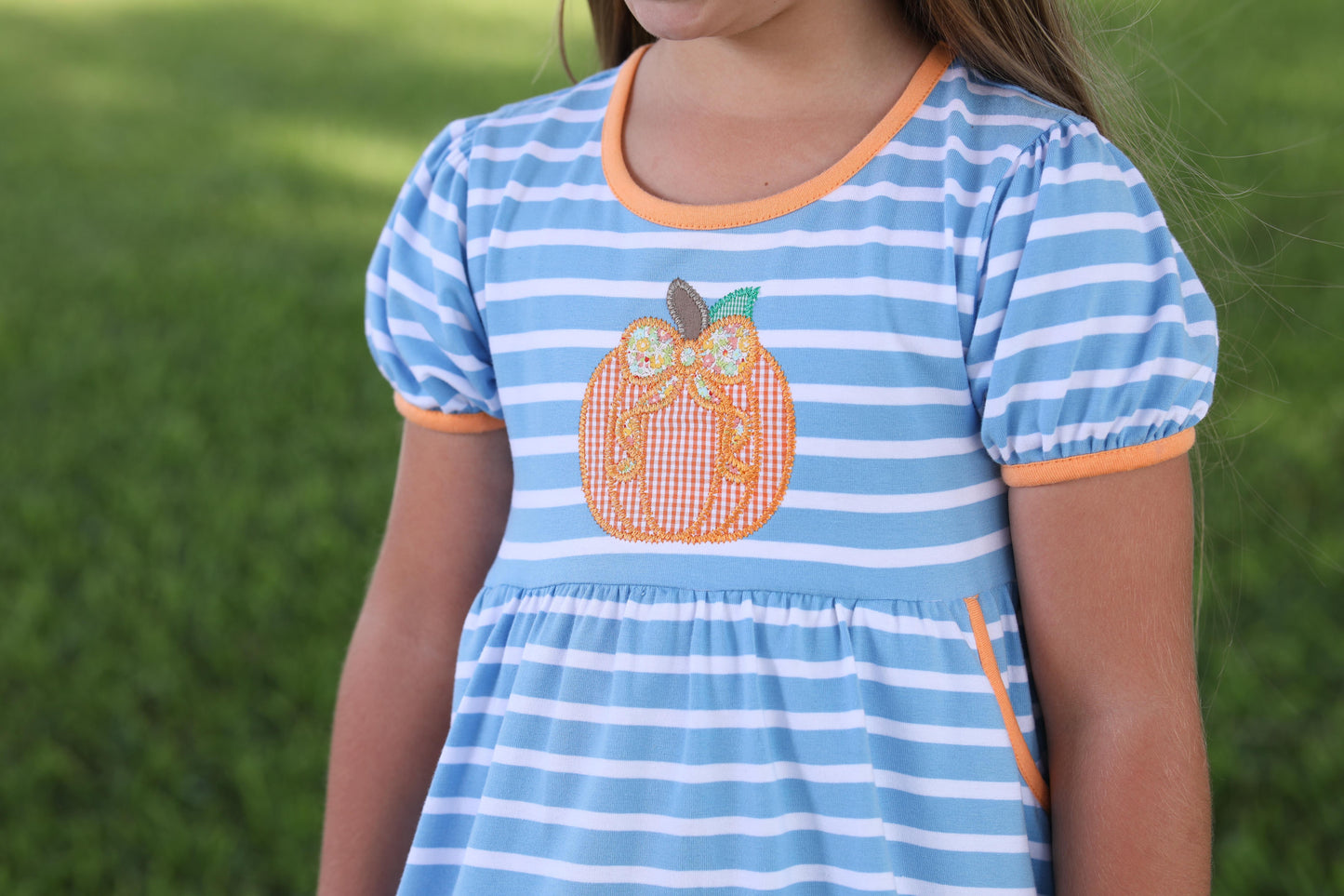 Pumpkin Appliqué Dress by Trotter Street Kids