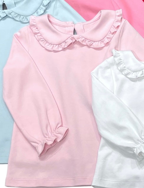 Light Pink Peter Pan Collar Long Sleeve Top by James and Lottie