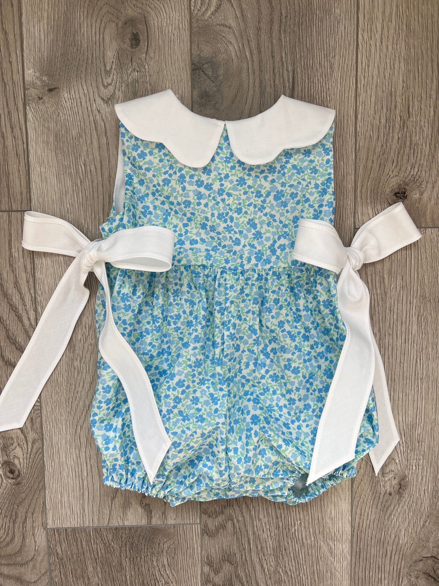 Blue Floral Bubble With Side Ties