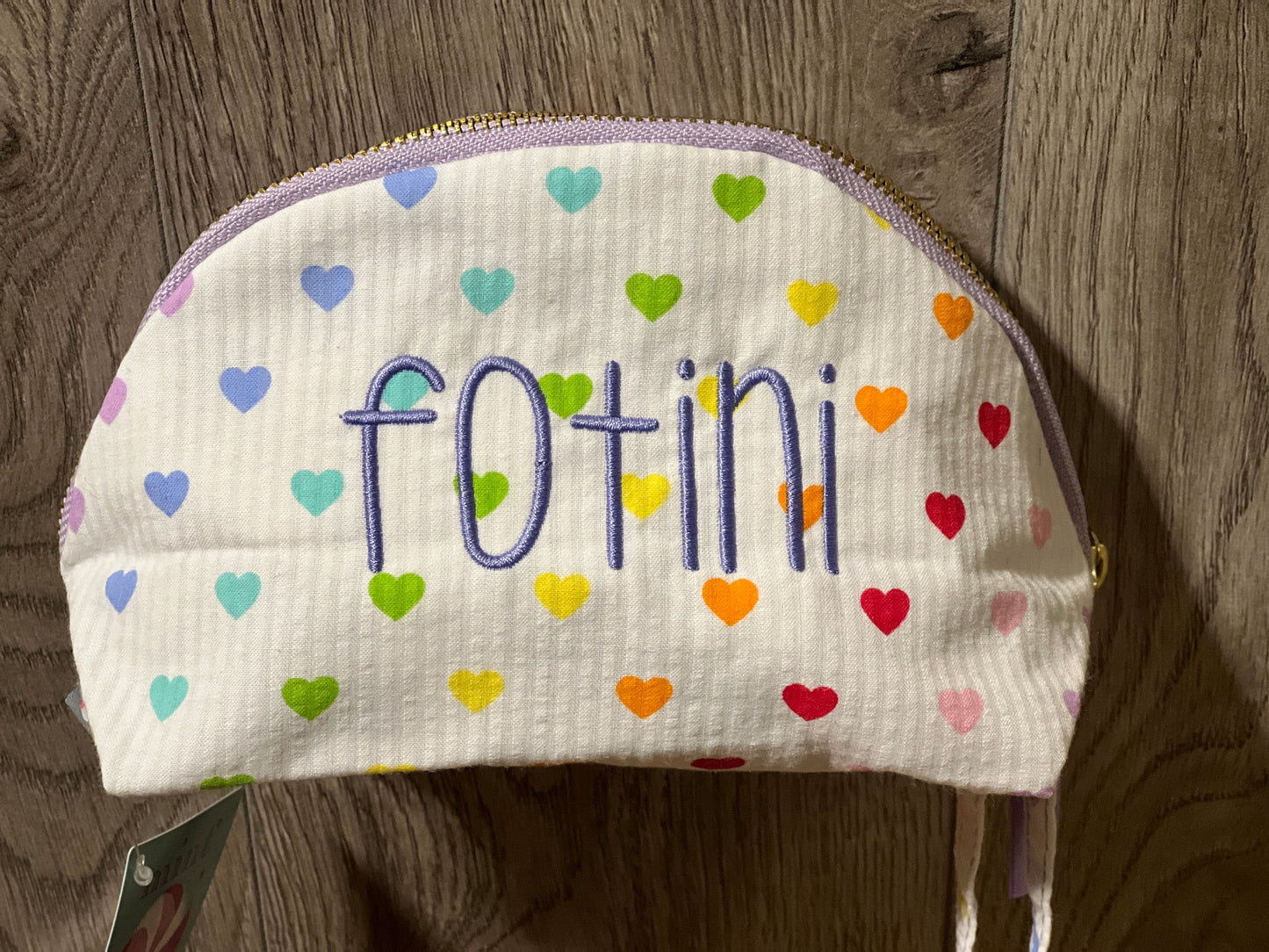 Small Taco Bag Tiny Hearts Seersucker by Oh Mint