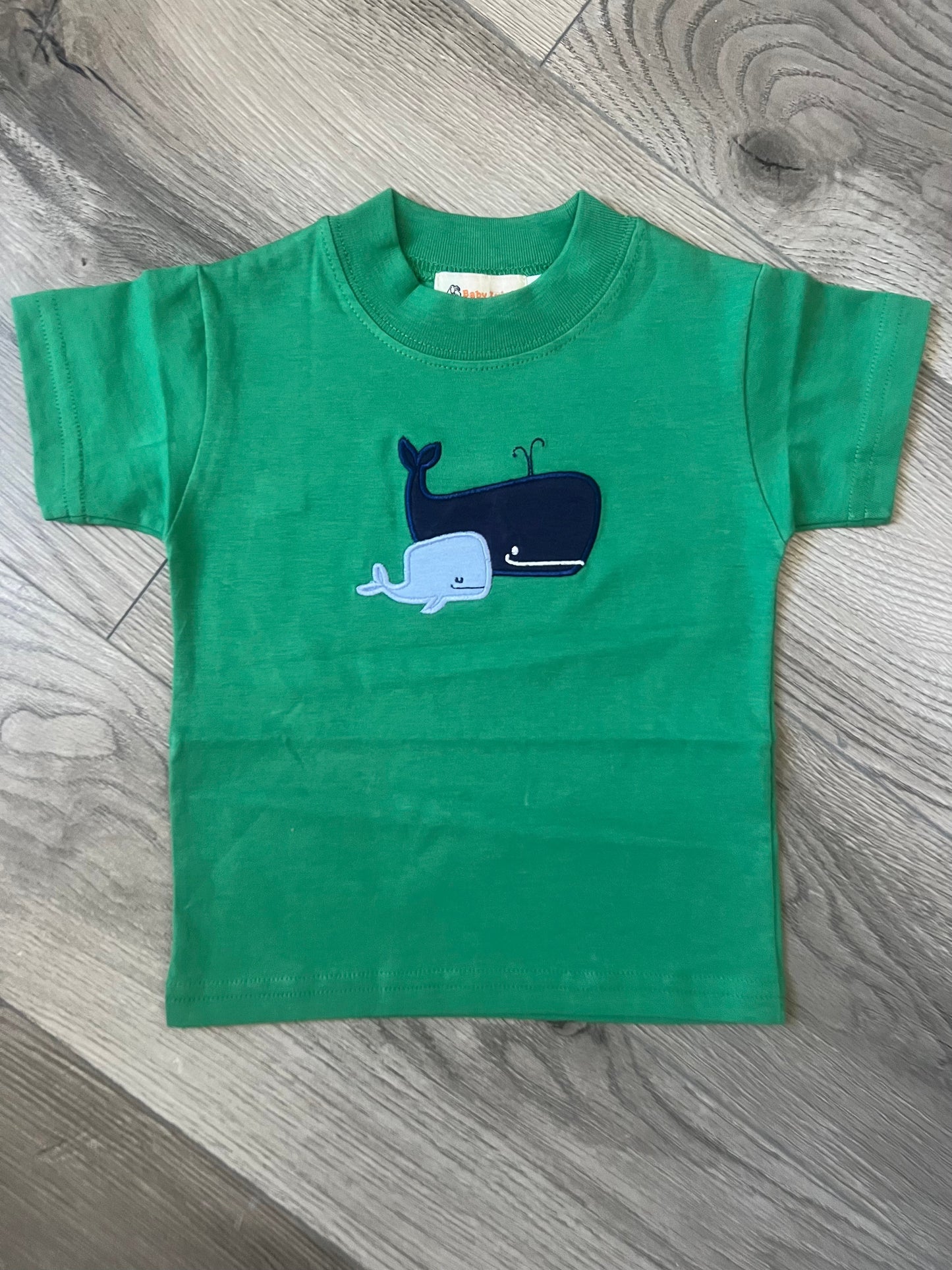 Green Whale Appliqué Tee by Baby Luigi