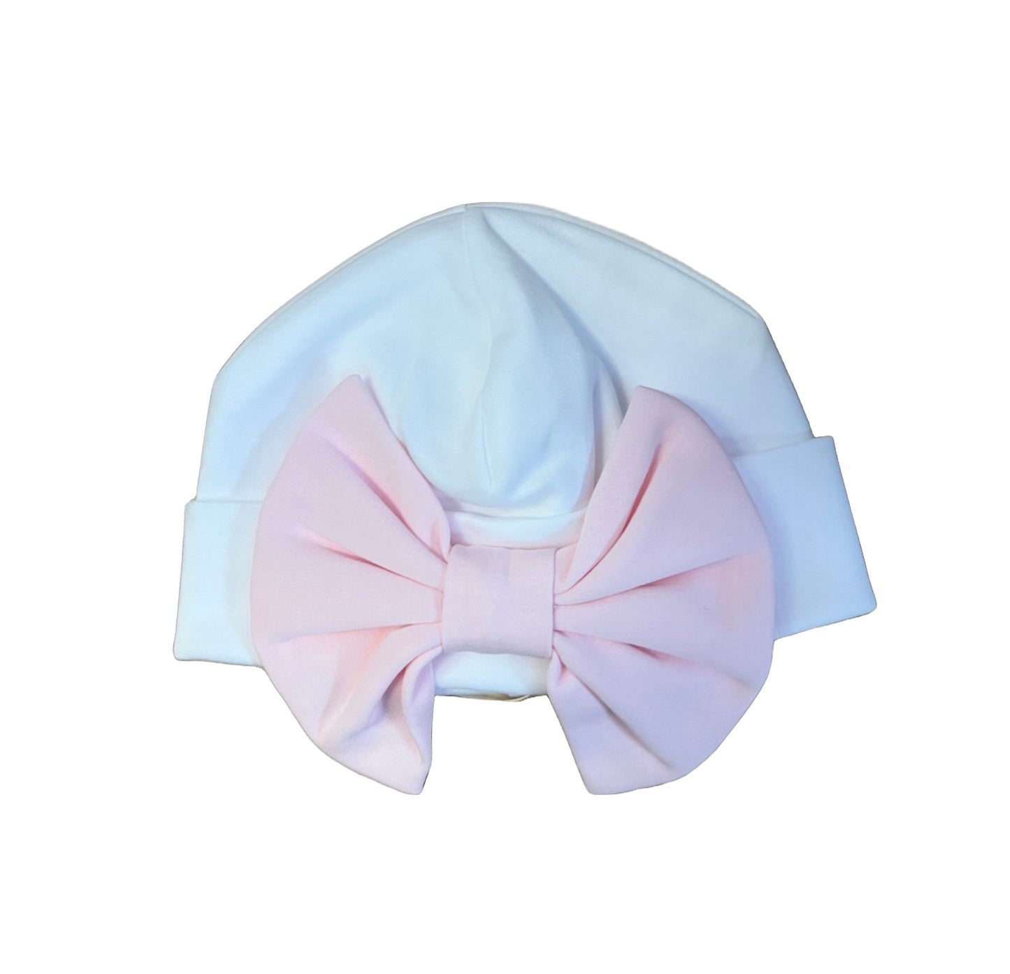 Pink Bow/White Beanie Hospital Hat