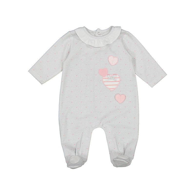 Grey Footie with Hearts by Mayoral