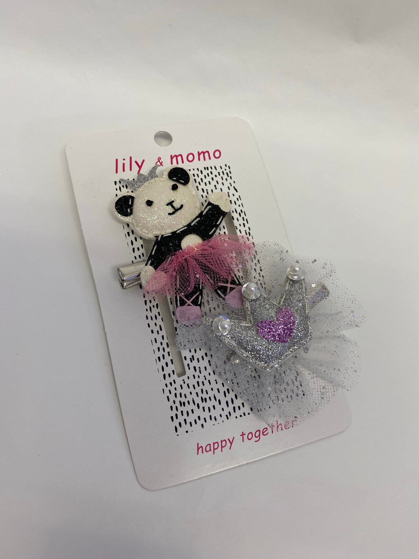 Panda hair clip set