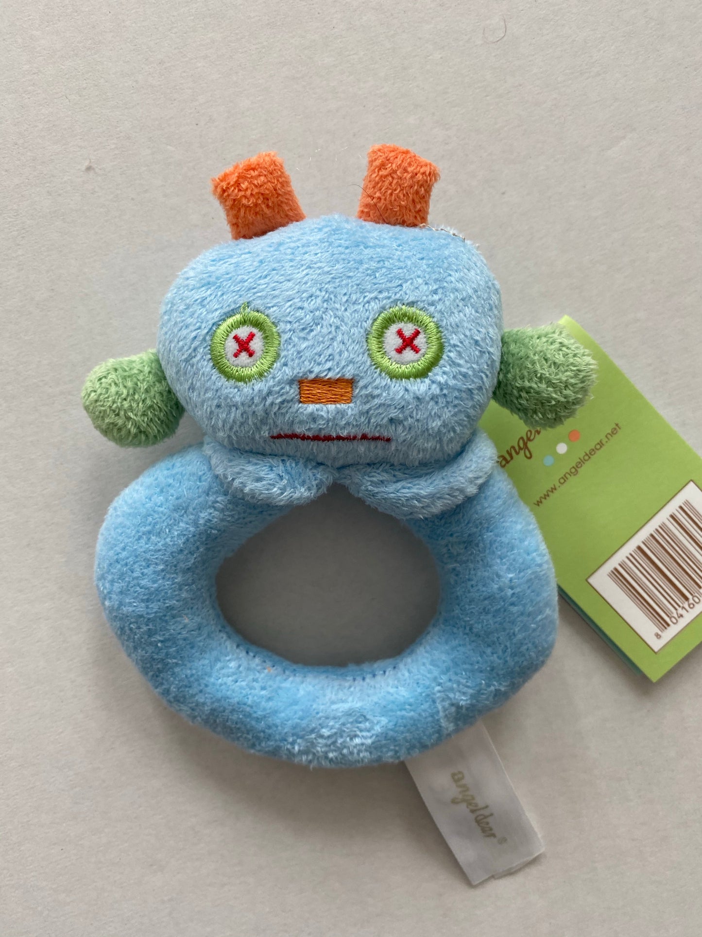 Blue robot rattle toy