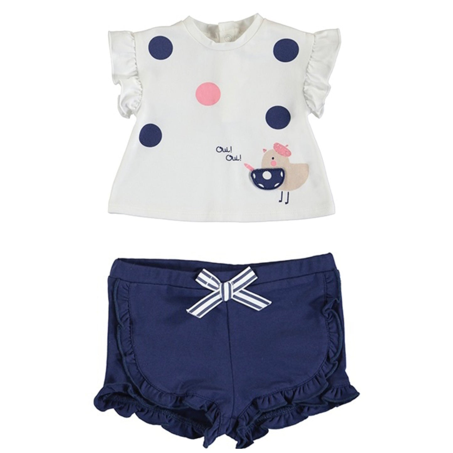 White/Navy Short set