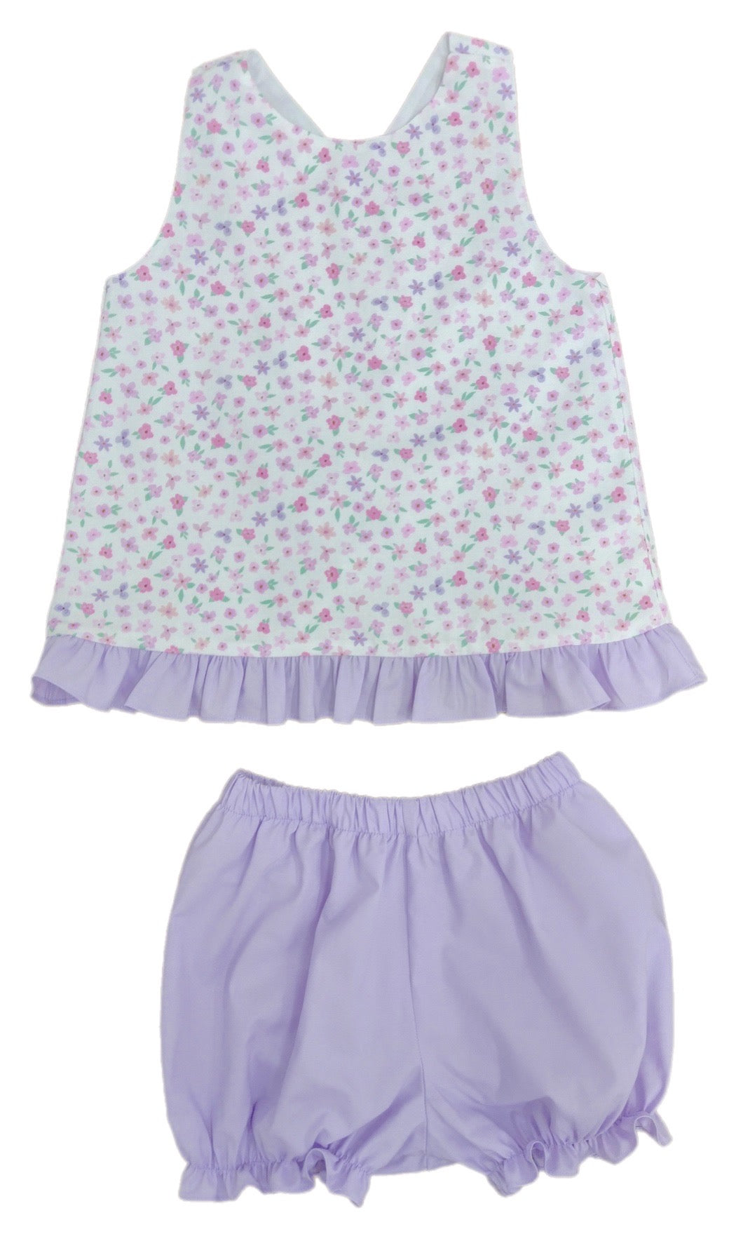 Poppy Pinafore Bloomer Set Pink/Purple Floral by James & Lottie