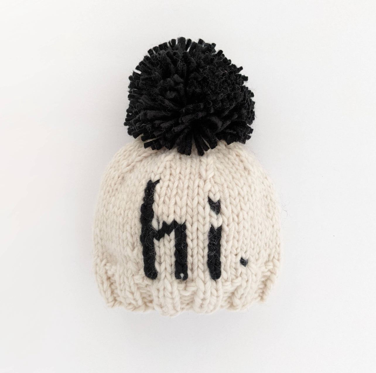 Hi. Cream with Black Knit Baby Beanie Hat