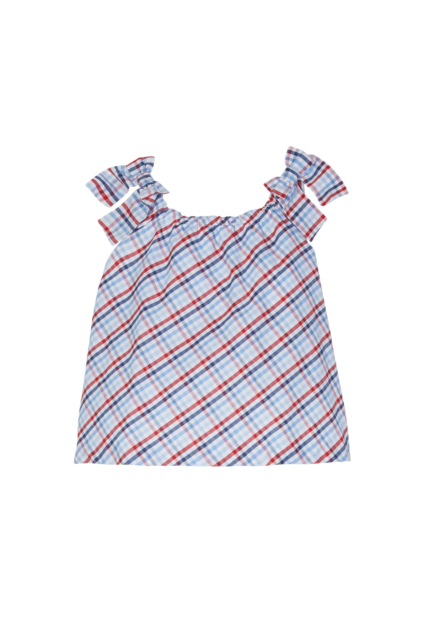 Tie Shoulder Top Americana Plaid by Little English