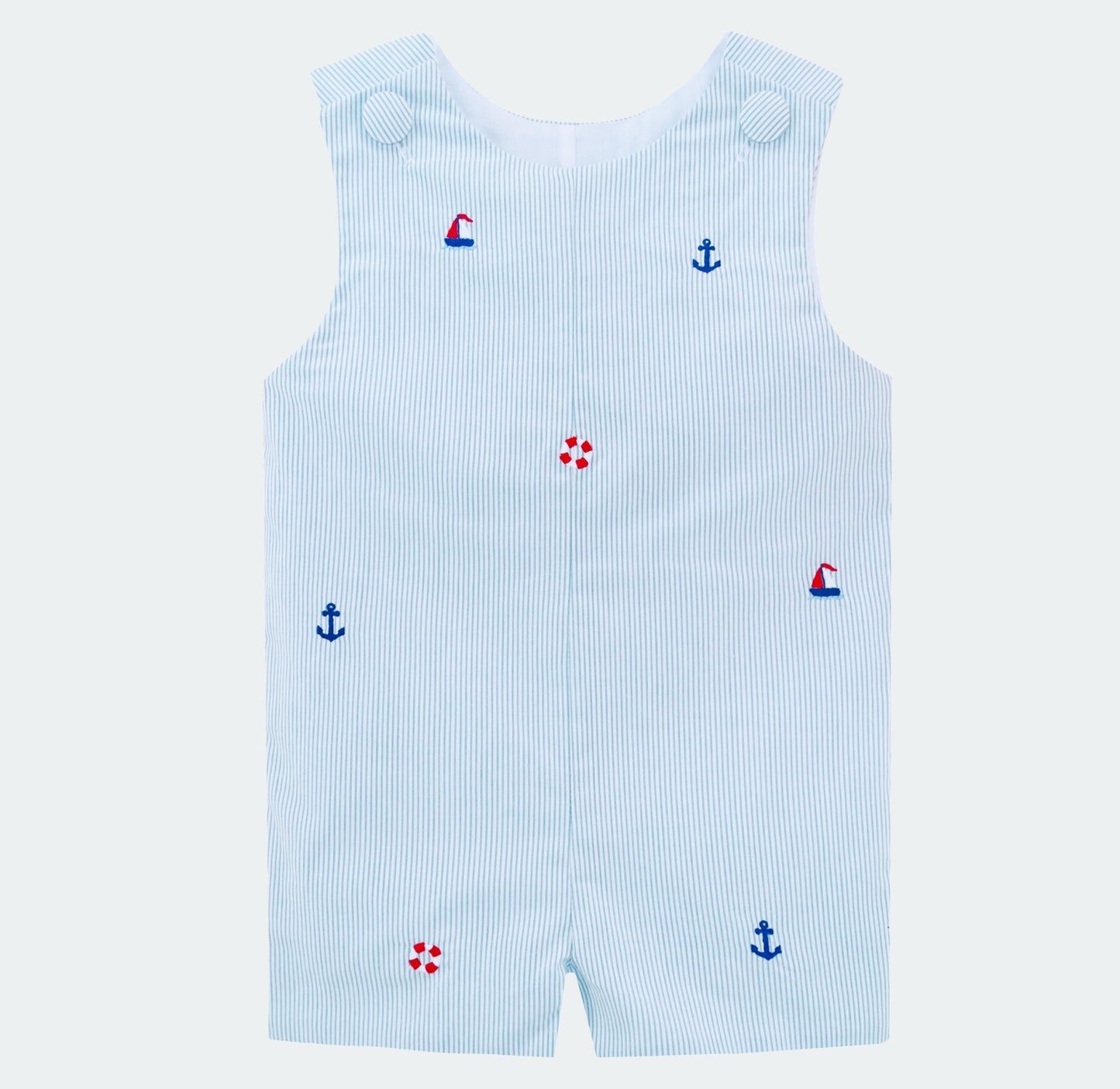 Nautical Embroidery Seersucker Shortall