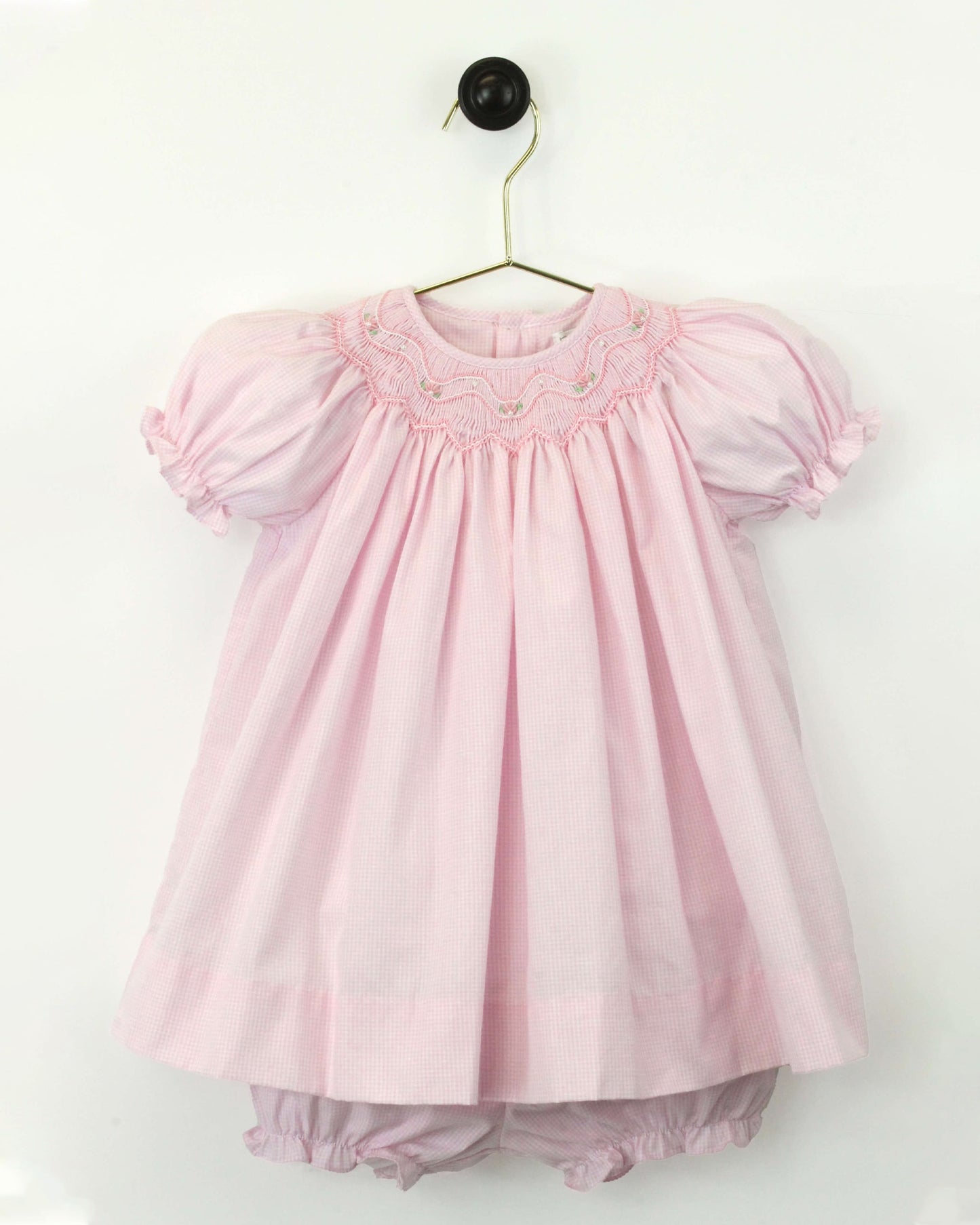 Smocked Pink Gingham Dress with Bloomer