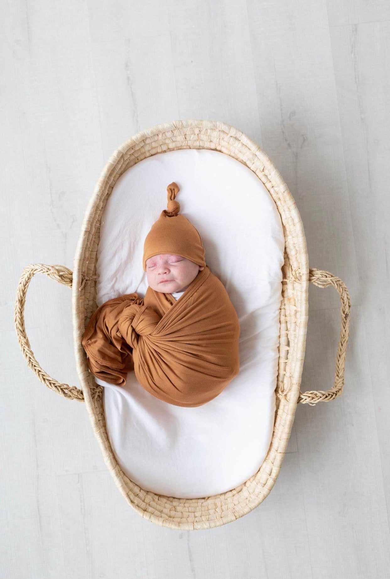 Swaddle blanket and Beanie hat-Camel
